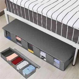 NonWoven Under Bed Storage Bag Quilt Blanket Clothes Bin Box Divider Folding Closet Organizer Clothing Container Large 210914302T