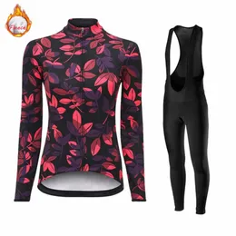 Cykeltröja sätter Jersey Womens Warm Wool Cycling Clothing Mtb Outdoor Sport Long Sleeved Ropea Ciclismo Mujer 231117