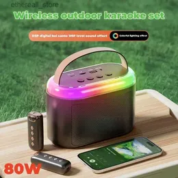 Cell Phone Speakers 80W high-power portable Bluetooth speaker wireless dual microphone outdoor subwoofer home theater karaoke ciaxa de som bluetooth Q231117