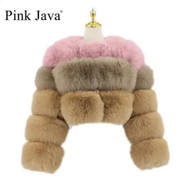 Women's Fur Faux PINK JAVA 20033 arrival women winter real fur coat customized colour natural jacket fashion vest 231116