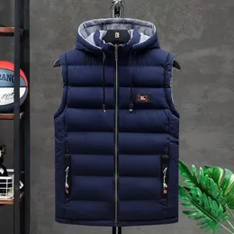 Mens Vests Brand Men Hooded Warm Sleeveless Vest Jackets Winter Fashion Male CottonPadded Coats Waistcoats 231116