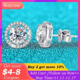 Stud Smyoue 2CT Certified Stud Earrings for Women Platinum Plating Sterling Silver Diamond Ear Studs Wedding Fine Jewelry 231116