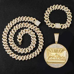 Colares de pingente hip hop última ceia gelado colar de corrente e pulseira jóias masculinas presente3082