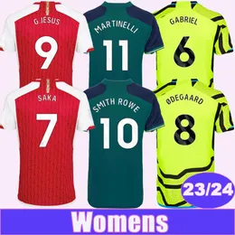 2023 24 Saka Gabriel Womens Soccer Jerseys Tierney White G. Jesus Saliba Smith Rowe Home Away 3rd Football Shirts Kort ärmuniformer