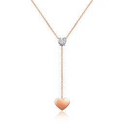 Pendant Necklaces FAMI 18K ROSE GOLD SILVER TWO HEART CUBIC ZIRCONIA Korean Jewelry Love Clavicle Necklace Plated Diamond Little Girl Jew