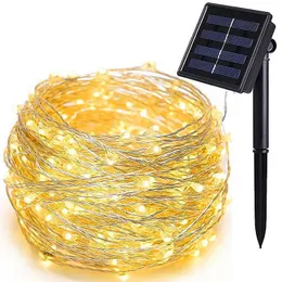 LED Strings Christmas Solar Lamp LED New Year String Lights Fairy Waterproof Outdoor For Holiday Party Garlands Garden Decor 32M/42M P230414
