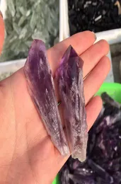 2 Stück hochwertiger natürlicher violetter Amethyst-Punkt-Quarzkristall, Natursteine und Mineralien 3363807