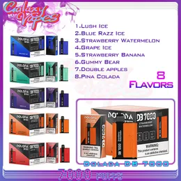 Original DB7000 Puff Descartável Vape Pen Cigarros Eletrônicos 14ml Pod Mesh Bobina 500mAh Bateria 0% 2% 3% 5% Dispositivo Puffs 7K Vape Kit