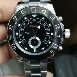 ST9 Titta på keramisk bezel svart safir rostfritt 44 mm automatisk mekanisk rostfritt stål män män armbandsur svart urtavla nytt