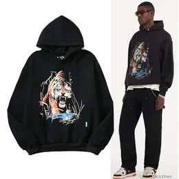 Tasarımcı Hoodie Erkek Sweatshirts Fashion Street Giyim 2023 Amerikan High Street Rep Jungle Tiger Gevşek Ruffian H Bazı Baskılı Kapşonlu Sweater Unisex Hoodie Trend