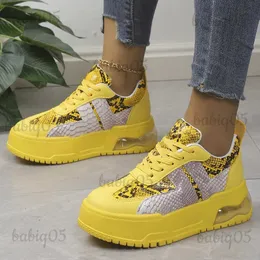 Klädskor ormtryck chunky sneakers kvinnor luft kudde plattform vulkaniserade skor kvinna pu läder icke-halkt tjocka sula casual skor 2023 T231117