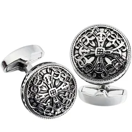 Manşet bağlantıları hawson vintage cufflinks taklit rhodium round round hlow için erkek düğün moda mücevher hediyesi 231117