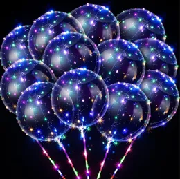 18 Inch LED Bobo Balloons Light Up Clear Helium Bubble Glow Balloon with 3m String Lights for Christmas Birthday Wedding Party Decorations