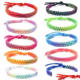 Charme pulseiras charme pulseiras nepal boho mão tecer trançado para mulheres boêmio vintage colorf corda de algodão corda étnica bangle pulso dhotf