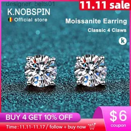 Stud KNOBSPIN 2.0ct Moissanite boucles d'oreilles pour femmes laboratoire cultivé diamant boucles d'oreilles 925 en argent Sterling bijoux fins GiftL231117