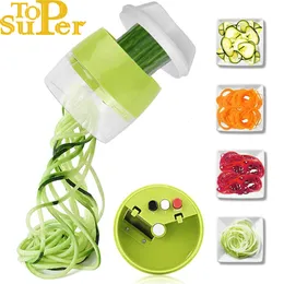 Ferramentas de vegetais de frutas Slicer de frutas de fruta de fruta portátil 4 em 1 Salada de cutriador de grama em espiral Ajuste Ferramentas de salada de abobrinha Maker Maker