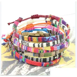 Charme Pulseiras Mulheres Charme Handmade Trançado Corda Pulseiras À Prova D 'Água Cera Corda Pulseira Mticolor Surfer Wrap Ajustável Boho Verão DHCNG