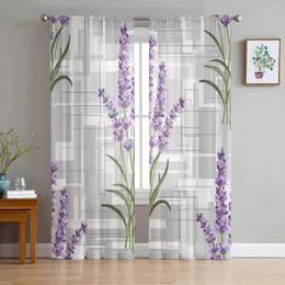Gardin lavendel sömlöst blommigt mönster tyll för vardagsrum sovrum dekoration chiffong ren voile köksfönster