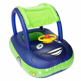 Pooltillbehör Baby Swim Ring Sunshade ratt Säker semester Floating Summer Kids Sitt uppblåsbara simbåtleksaker Wat247b