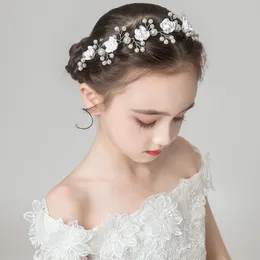 Wykwintne manualne kwiat dziewcząt na głowę akcesoria dla dzieci na wesele tiary dziewcząt