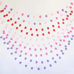 زخرفة الحفلات 4M Love Heart Garland Rose Red Pink Purple Banners Streamer الزفاف ديكورات عيد ميلاد اللوازم