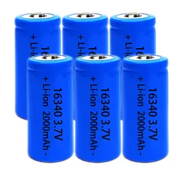 6 Packs 16340 Button top Lithium Battery 3.7V 2000mah Large Capacity for flashlights, Headlights, Sights, Laser Lights