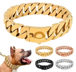 Dog Collars LEASHESメタルステンレススチールカラーチェーンマーティンゲールハイエンドショーいじめ犬ドーバーマンの安全性のための安全8487240