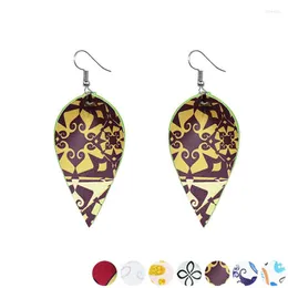 Dingle örhängen klassisk läder multicolor leopard pu teardrop örhänge mode uttalande bröllop smycken lång grossist