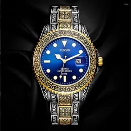Zegarwatę Niezwykłą modę 3D Vintage Rzeźbowe zegarki w stylu arabskim w stylu luksusowym sportowym Wodoodpornym zegarek dla mężczyzn na rękę Relogio