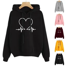 Kadın Hoodies Aşk Baskı Sevgililer Günü Fitness Mahsul Üst Hoodie Sevimli Karikatür Kadınlar için Büyük Boy Y2K