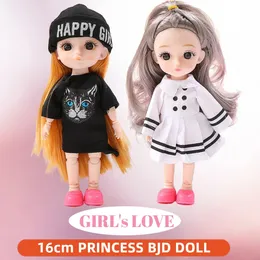 Dockor 1 12 skala 16 cm bjd docka med kläder och skor diy rörliga 13 fogar mode prinsessa figur glad flicka gåva barn leksaker 231117