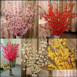 Decorative Flowers Wreaths 65Cm Long Artificial Cherry Spring Plum Peach Blossom Branch Silk Flower Tree For Wedding Pa220A