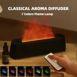 Andra hem Garden Flame Ultrasonic Air Diffuser med fjärrkontroll Cool Mist Maker 3D Simulation Firidifierare Arom Essential Oil 231116