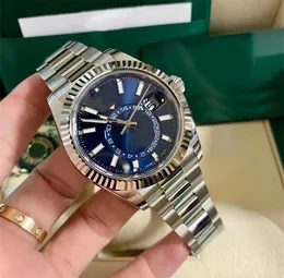 Męskie zegarki stalowy ruch automatyczny Mała tarcza Sapphire Kalendarz 42 mm zegarek ze zegarem nieba na ręce zegarowe Montre de Luxe zegarki z pudełkiem