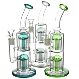 9.8 inchs New Glass Bong Arm Tree Perc Hookahs Shisha Glass Water Bongs Smoke Pipe Recycler Dab Oil Rig Cigarette Accessory With 14mm Banger