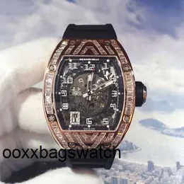 Richardmiler Watches Automatisk milare stil armbandsur mens -serien rose guld bakset t diamant rm010 datum display helt ihålig automatisk mekanisk män wa hbi4