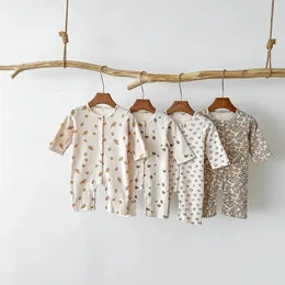 Pyjamas Milancel Autumn Baby Pyjama Waffle Sleeper Wear Toddler Indoors kläder Pyjama Jumpsuit 231117