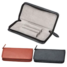 Pencil Bags 3 Slots Genuine Leather Fountain Pen Case Black Brown Handmade Pen Holder high quality Pen Bag for business Gift for friends 230417