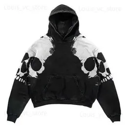 Herren Hoodies Sweatshirts Neuer großflächiger Totenkopf Y2K Harajuku Street Retro Print Trend Pullover Lose Kapuzenpullover Lose Herbst Top Paar Jacke Ins Style T231117