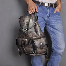 Sırt çantası tasarımı erkek gerçek deri rahat moda seyahat okulu üniversite kolej kitabı dizüstü bilgisayar çantası gün çantası erkek 9950-dc