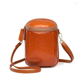 Akşam Çantalar Moda Trendi Sling Tasarımcı Çanta Kadınlar Yağlı Balmumu Orijinal Deri Kova Sıradan Vintage Telefon Omuz Messenger