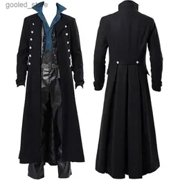 Casacos de Trench Masculinos Medieval Pirata Venha Steampunk Vintage Trench Coat Gótico Mens Smoking Jaqueta Victorian Carnival Party Cosplay Venha Q231118