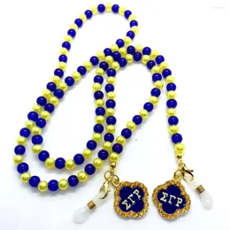 Chains Greek Letter Society SIGMA GAMMA RHO Sorority Poodle Enamel Metal Pendant Bead Glasses Chain Necklace