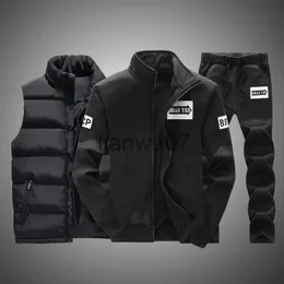 Tute da uomo Tuta da uomo Abbigliamento autunnale Abbigliamento sportivo 3 pezzi Set Giacca da uomo Gilet Pantaloni sportivi Abbigliamento di marca Tuta da uomo Tute sportive 4XL J231117