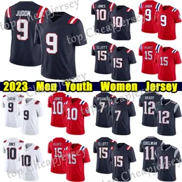 #10 Mac Jones Football Jersey #9 Matt Judon Juju Smith-Schuster Ezekiel Elliott Bailey Zappe Mike Gesicki Cole Strange Rhamonre Stevenson Tom Brady Jerseys