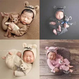 Dvotinst Neugeborenen Pografie Requisiten für Baby Nette Weiche Maus Outfits Motorhaube Puppe Decke Fotografia Studio Schießen Po Props245D