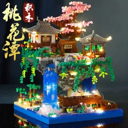 ألعاب أخرى 3320 PCS Tree House Mini Diamond Block Prope Peach Blossom Pool Traditional with Light Enructrench Building Build 231116