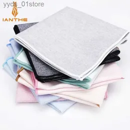 Handkerchiefs High Quality 100% Cotton Classic Suits Solid Pocket Square 25cm*25cm Men's Vintage Striped Handkerchiefs Chest Towel HankiesL231117