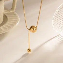 Corre as correntes, colar de pingente de bola geométrica para mulheres criativas deslizantes de aço inoxidável de aço inoxidável Ladies Jewelry Party Gift