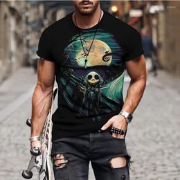 Herr t-skjortor 2023 Summer Men's T-shirt Personlig trend skräck Skull Series 3D Digital Printing Casual Fashion T-shirts
